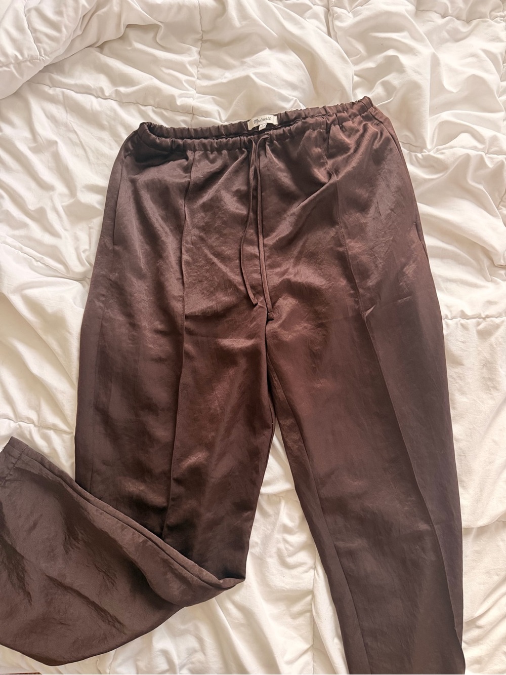 Madewell chocolate brown satin pants